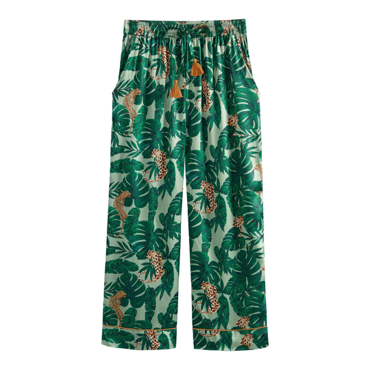 Green Leaf and Leopard Savannah Pajama Pants by World Market