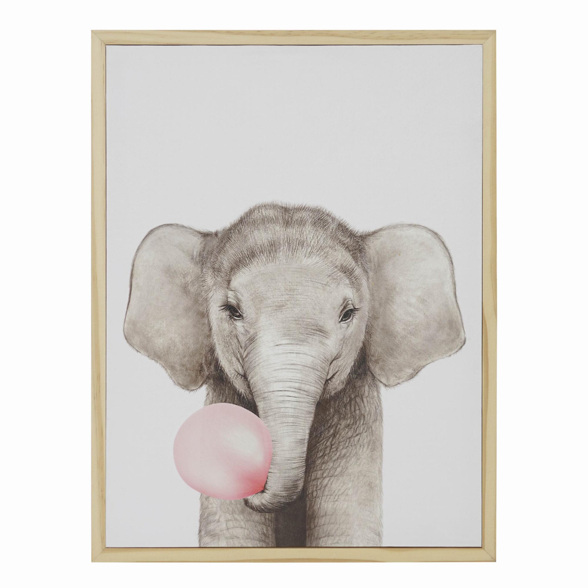 Bubble Gum Elephant By Julia Suhareva Framed Canvas Wall Art: Multi by World Market
