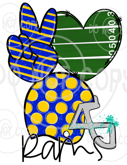 Peace Love Rams Print /Football Print/Sublimation Print/Diy Sublimation/ Ready To Press Transfer/No Digitals Sold