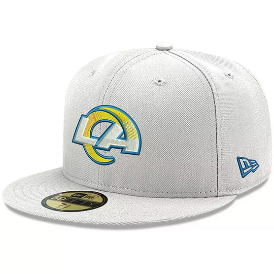 Men's New Era White Los Angeles Rams Omaha 59FIFTY Fitted Hat, Size: 6 7/8, LAR White