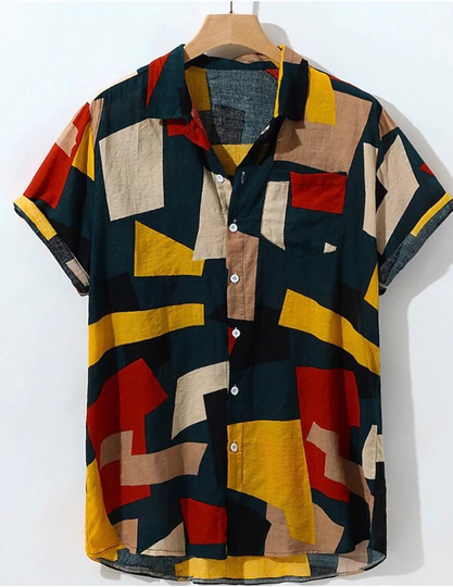 Cotton Summer Button Down Blend Men Casual Shirt, Short Sleeve, Cotton Wear, Beach Shit, Linen