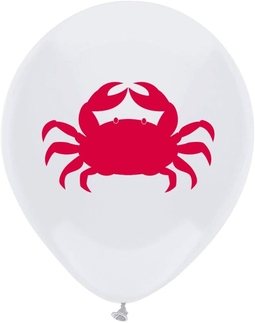 Crab Red Latex 12 Printed Balloons Lobster Crawfish Seafood Boil Party New Orleans Cajun Birthday