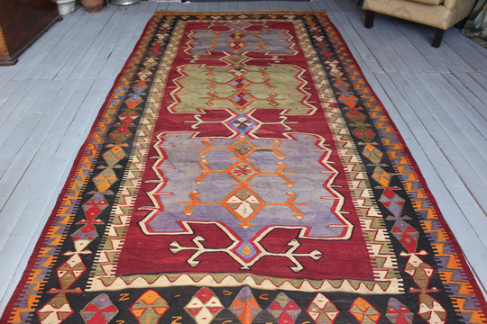 5'1"x11'1" Runner, Vintage Turkish Kilim Runner, Ethnic Anatolian Runner Rug, Bohemian