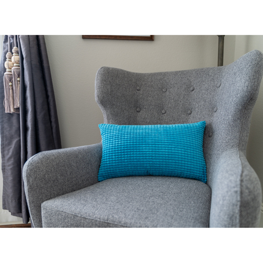 Rectangular Cable-knit Polyester Blend soft feeling Pillow Covers 12''x20'' (Without Inserts) - blue