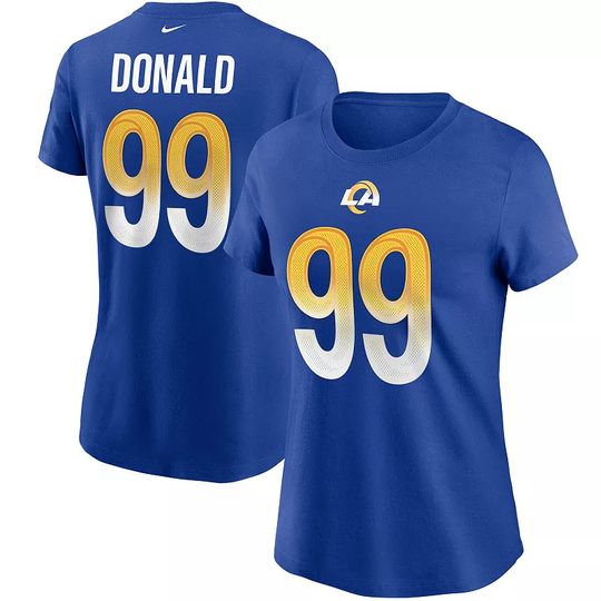 Women's Nike Aaron Donald Royal Los Angeles Rams Name & Number T-Shirt, Size: Small, Blue
