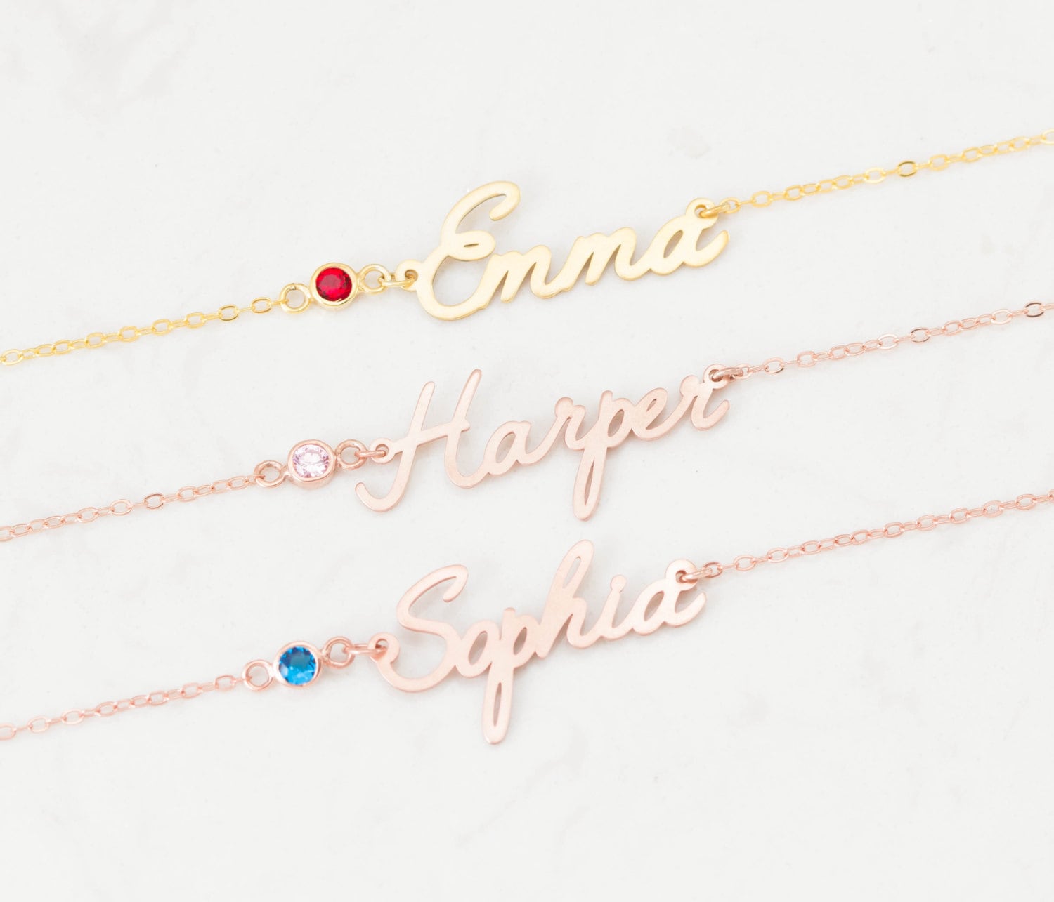 Custom Name Necklace Dainty in Rose Gold Personalized Birthstone Jewelry Gift For Her Best Friend Nh04F31