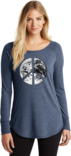 Ladies Peace Earth Tri Blend Long Sleeve T-Shirt Earth-Dt132L