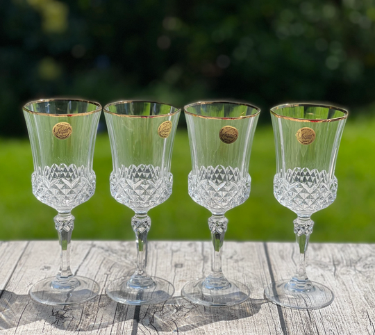 Cristal D'arques Valencay Gold Water Goblets, Set Of 4, 9 Ounce