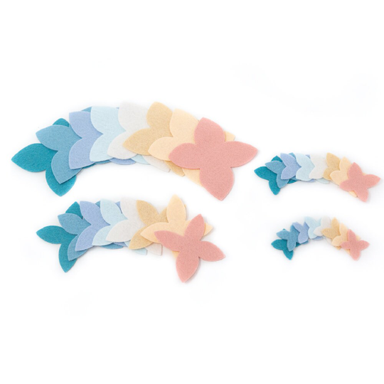 64 Bella Wool Blend Felt Die Cut Applique Flowers - Spring Vacation Colors