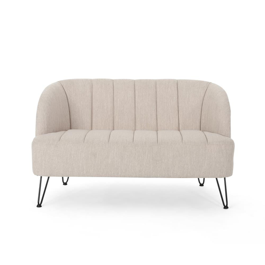 Best Selling Home Decor Lupine Modern Beige Polyester/Blend Loveseat in Off-White | 309514