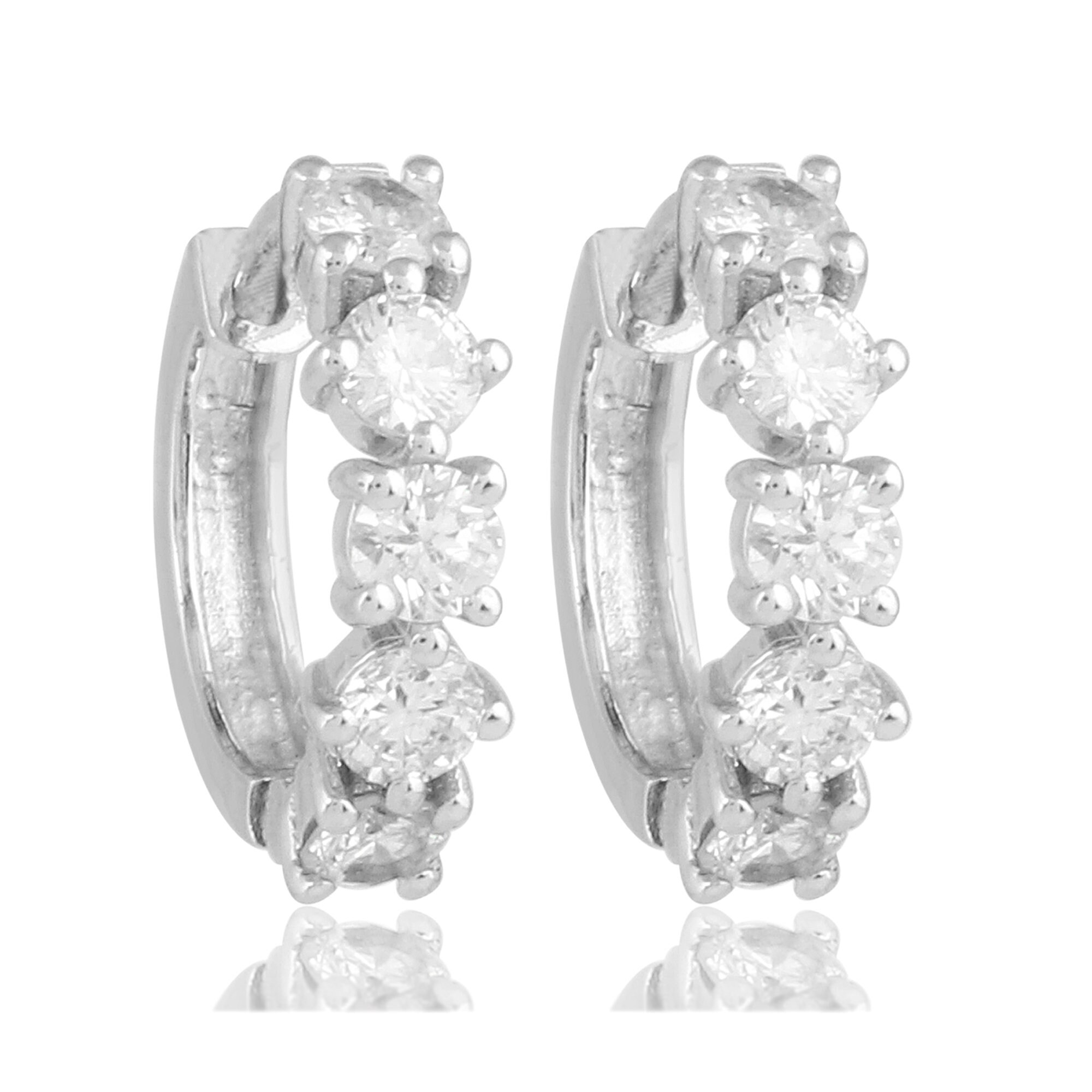 New Diamond Huggies Hoop Earrings, 14K Gold Small Round Huggie, Minimalist Jewelry Gifts For Her