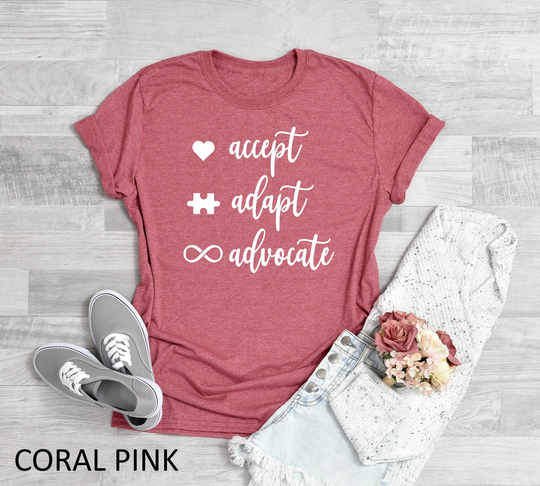 Accept Adapt Advocate Shirt, Autism Awareness Month Mom T-Shirt, Proud T-Shirt