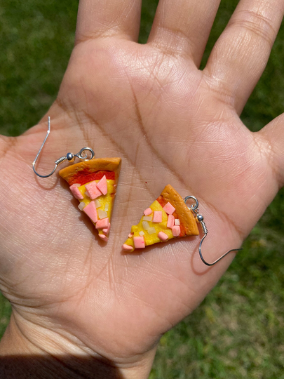 Ham & Pineapple Pizza Slice Earrings