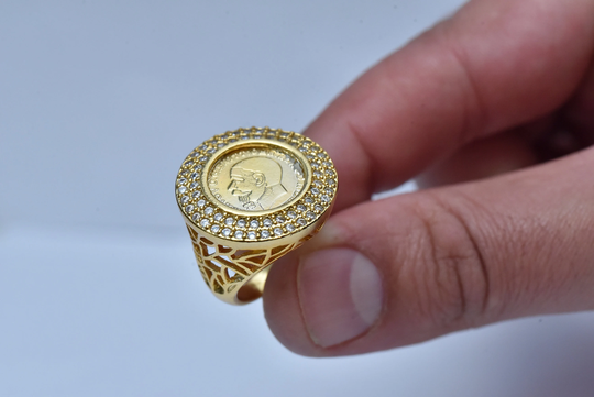 Seal Coin Ring-Gold Ring-stackable Ring-Diamond Ring-Medallion Ring-Coin Jewelry-Gift For Woman