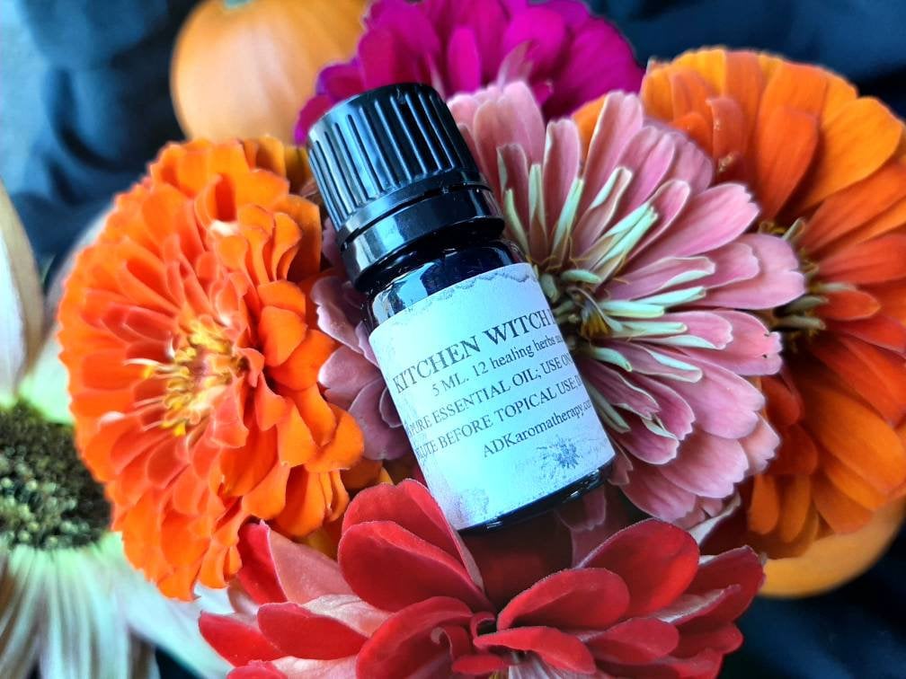 Kitchen Witch Essential Oil Blend. Aromatherapy Blend Of 12 Rain Drop Treatment Healing Oils. 5 Ml