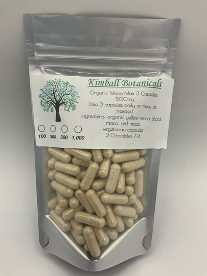 Organic Maca Max Blend Of Red Yellow & Black 500Mg Vegetarian Capsules Made Fresh