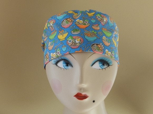 Ramen Noodle Bowl European Surgical Scrub Cap With Toggle Food Service Cap/Dental Cap/Women Cap/Medical