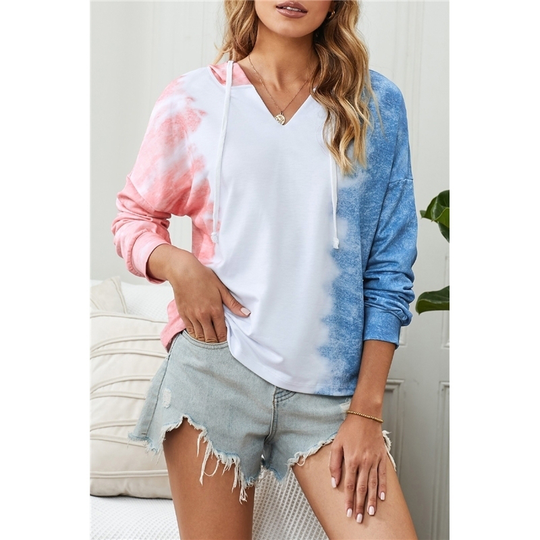 Orange Colorblock The Sun Cotton Blend Tie Dye Hoodie - Orange, (US 12-14)L