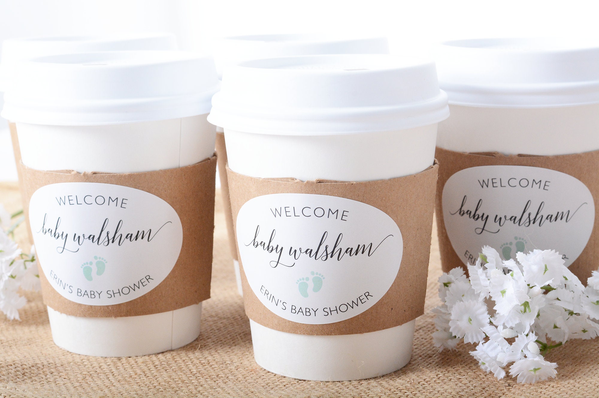 Baby Shower Cups - Coffee Bar Beverage Hot Cocoa Cup Sets & Labels #bscf-80