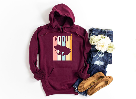 Retro Coqui Unisex Heavy Blend Hoodie | Pullover Puerto Rico Gift Sweatshirt Rican Frog Ropa Boricua