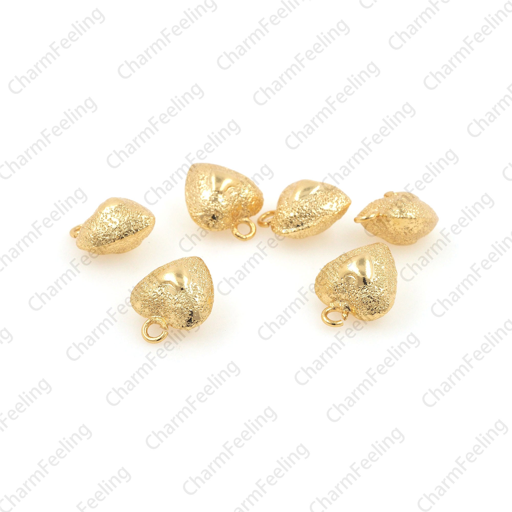 18K Gold Love Heart Pendant, Puffed Heart, Diy Jewelry Bracelet/Necklace Making Accessories 14x11x7.7mm 1Pcs