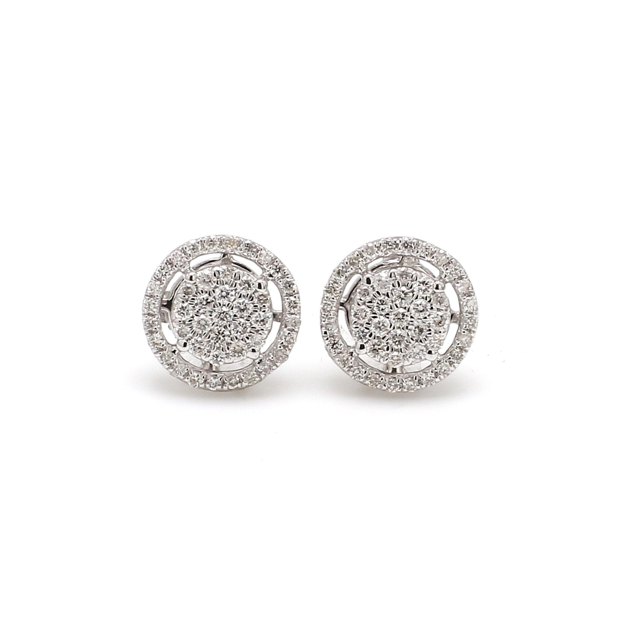 On Sale Diamond Disc Studs 0.45 Ct Pave Round Stud Earrings 14K White Gold Jewelry Earring Gift For Her