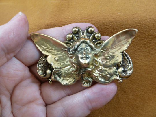 Little Pixie Fairy With Butterfly Wings Design Ornate Brass Pin Pendant Victorian Brooch B-Fair-4-7