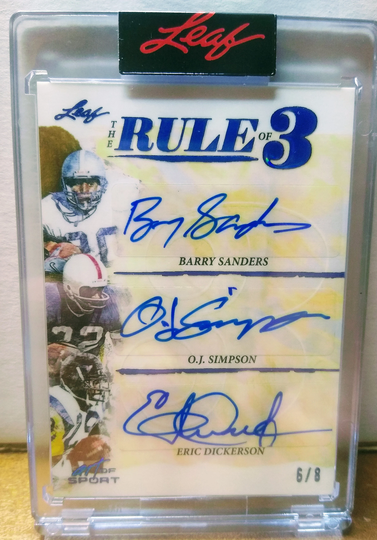 Leaf Trading Company The Art Of Sport Rule Three Authentic Autographs Nfl Legends Barry Sanders Oj Simpson & Eric Dickerson