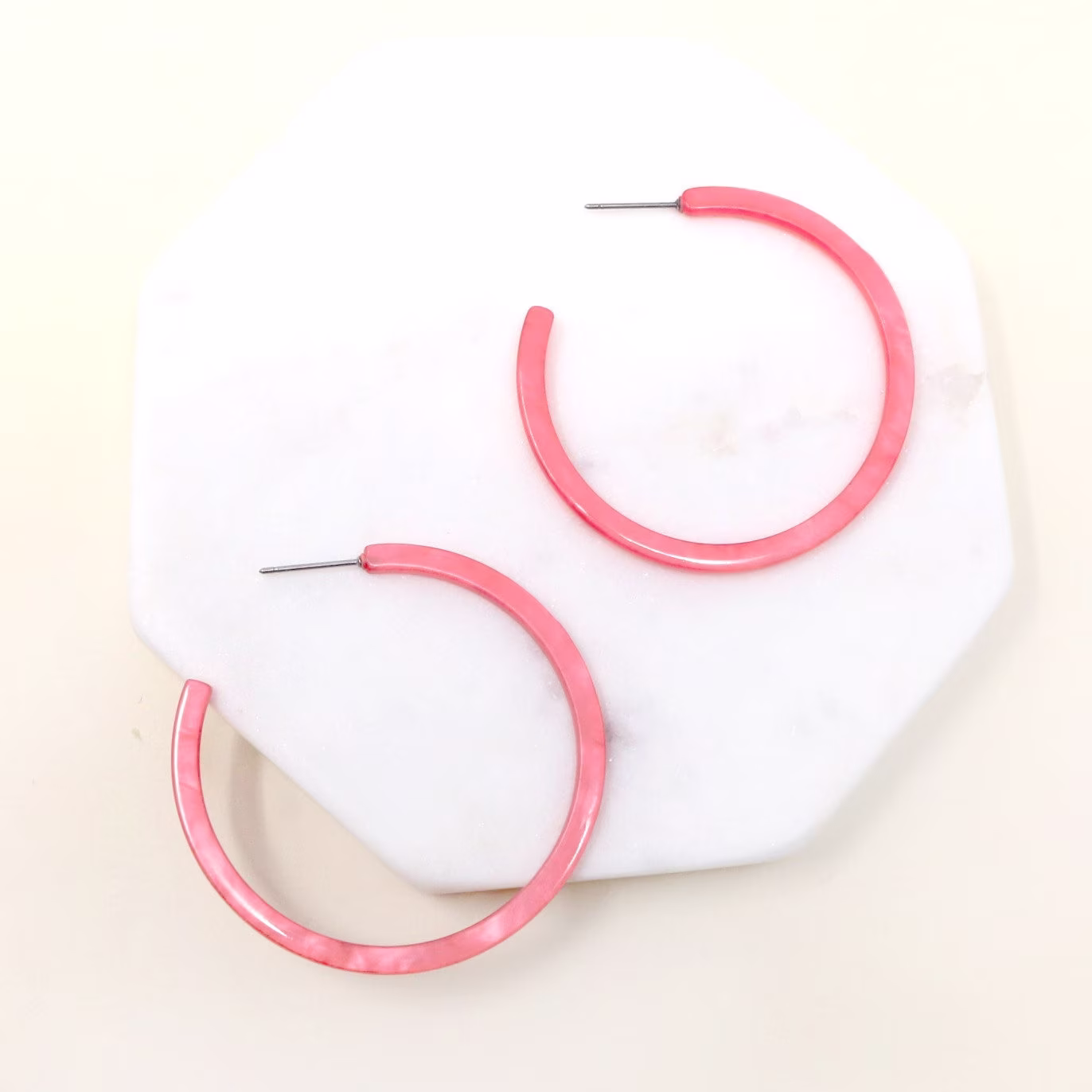 50mm Resin Earring, Hoop Yellow Hoop, Pink, Acetate Lightweight Statement Gift For Her