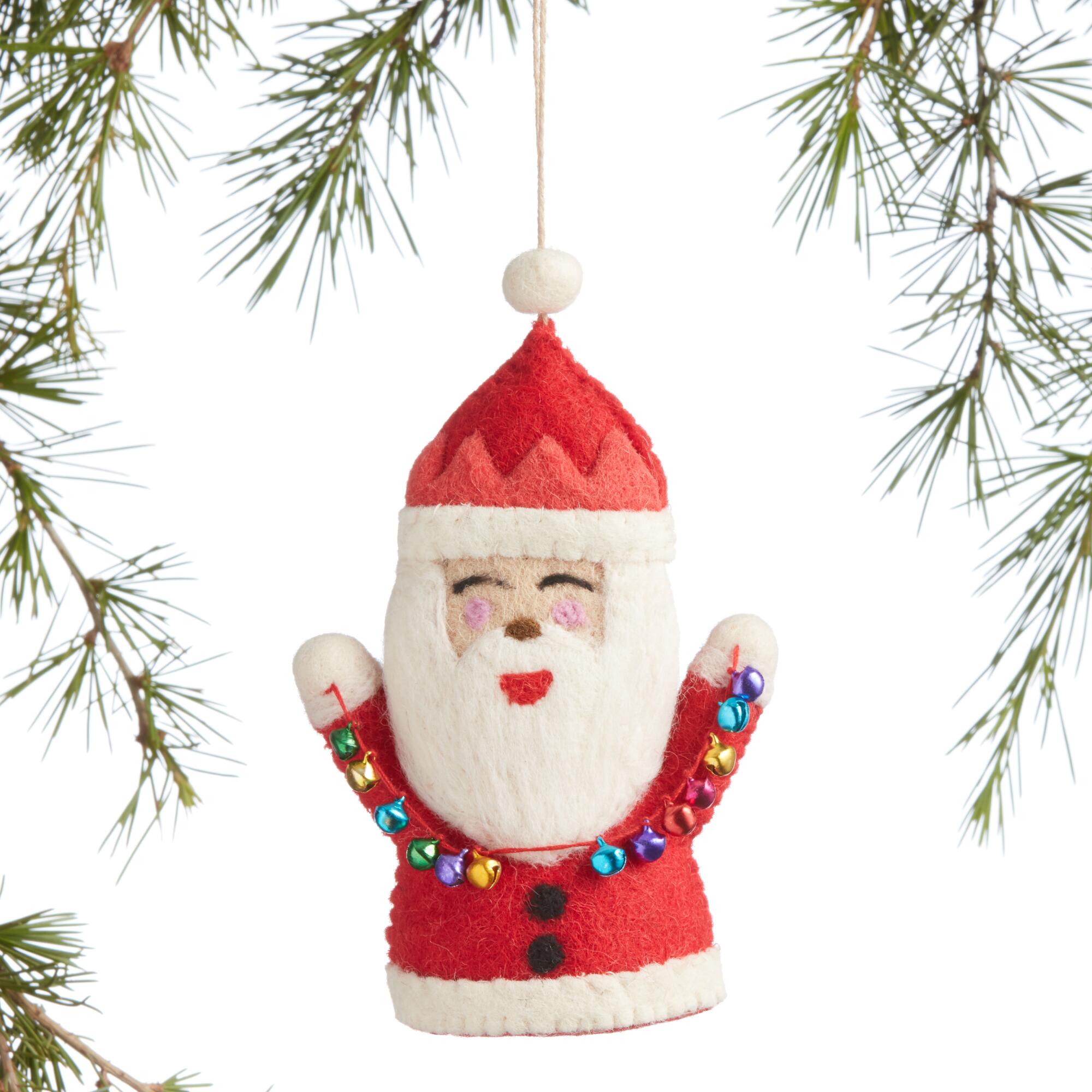 Wool Santa with Bell Garland Ornament: Multi by World Market