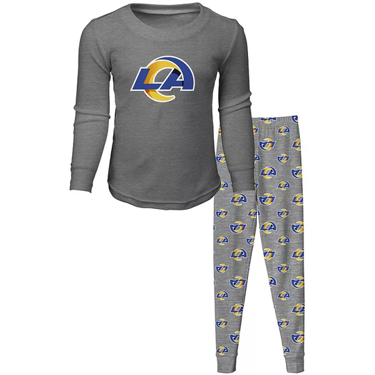 Preschool Gray Los Angeles Rams Long Sleeve T-Shirt & Pants Sleep Set, Kids Unisex, Size: 5/6T, Grey