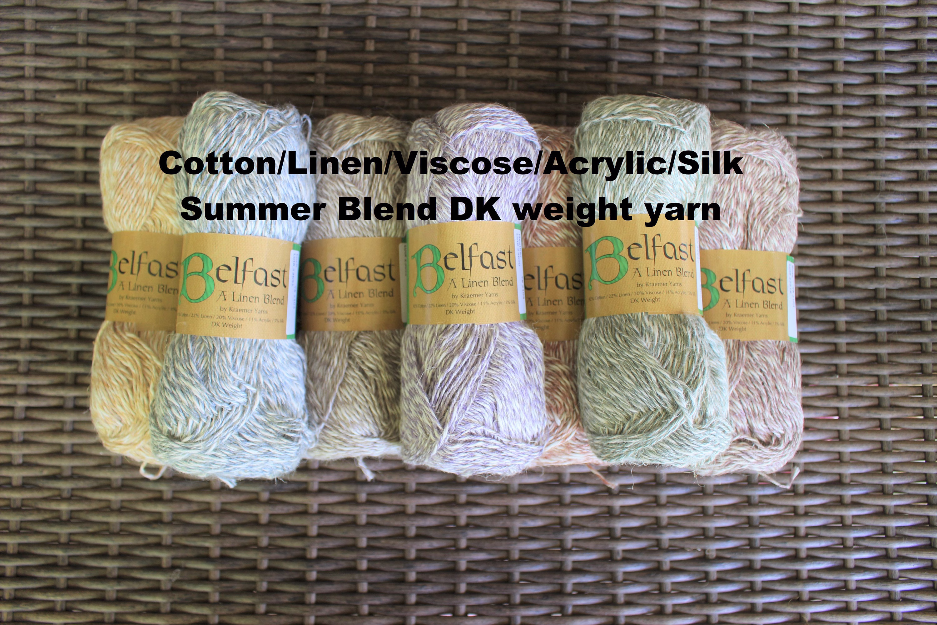 Cotton Linen Blend Summer Yarn - Belfast Dk Weight Lightweight Skein Cotlin Weaving
