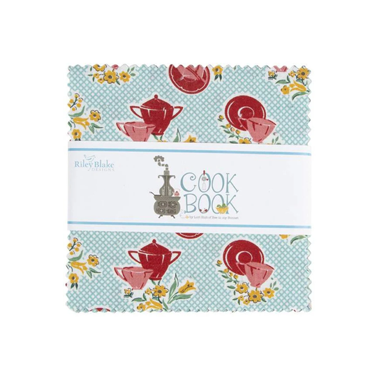 Cook Book Charm Pack 5" Stacker Bundle - Riley Blake Designs 42 Piece Precut Pre Cut Lori Holt Vintage Quilting Cotton Fabric