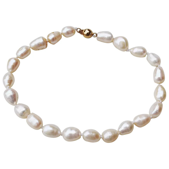 Unique Natural Pearl Bracelet With 14K Gold Clasp June Birthstone ~ Potato Pearls Gift For Her