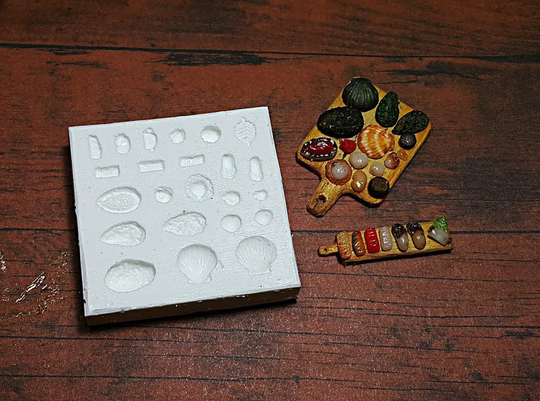 Dollhouse Miniature Clay Resin Jewelry Nail Decor Fake Food Japan Craft Seafood Plate Meal Clear Silicone Mold