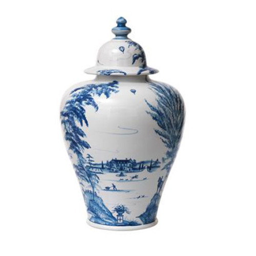 Juliska Country Estate Delft Blue 17" Lidded Ginger Jar Estate Grounds 10"L, 10"W, 17"H 10 Qt