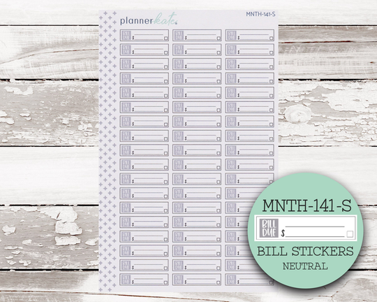 Mnth-141-S || Bill Due Stickers For 7x9 Planner