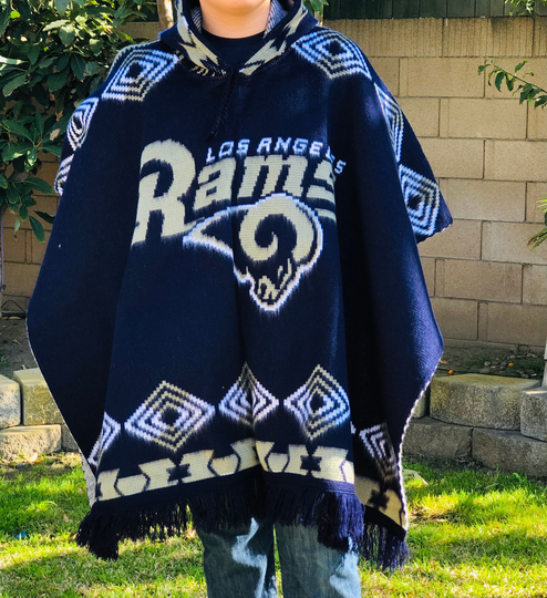 Rams Los Angeles Alpaca Wool Poncho Unisex Hooded
