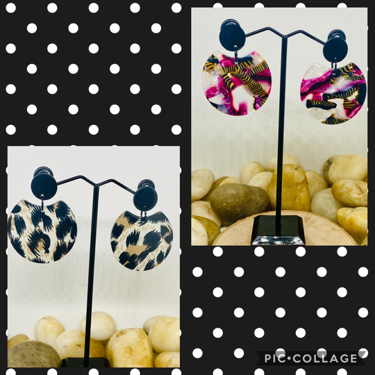 Tortoise Shell Earrings, Resin Zebra Leopard Cheetah Minimalist Geometric Unique