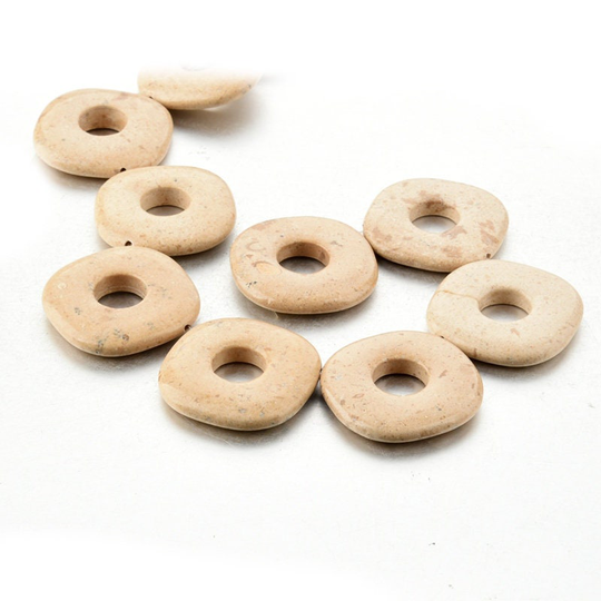 Sandstone Circle Smooth Square Ring Loose Beads 35mm