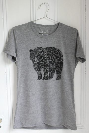 Mens T Shirt - Organic Bear Tee Tri-Blend Men's T-Shirts Graphic T-Shirt Grey Slow Fashion Papa
