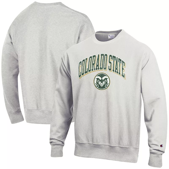 Men's Champion Gray Colorado State Rams Arch Over Logo Reverse Weave Pullover Sweatshirt, Size: 2XL, Grey