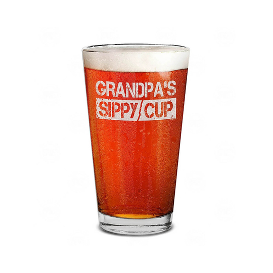 Grandpa's Sippy Cup Laser Engraved Beer Pint Glass Gift For New Grandpa To Be Promoted
