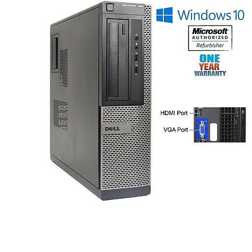 Dell OptiPlex 390 Small Form Factor Intel Core I3 2100 3.1Ghz 8Gb RAM 500Gb Hard Drive, Windows 10 Pro, Refurbished