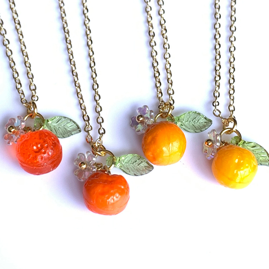 Fruit Necklace/ Orange Necklace/14K Gold Filled Necklace/Pendant Food Jewelry/ Gift For Her