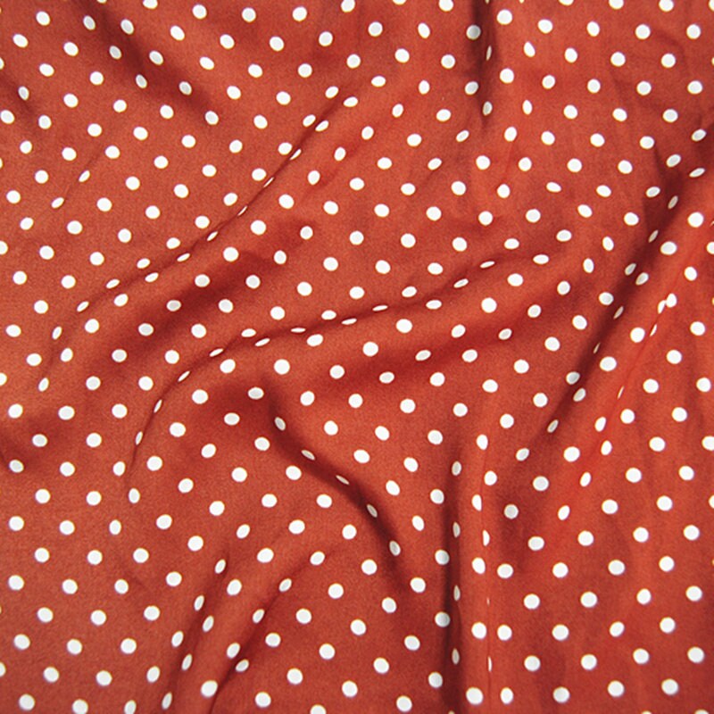 Vintage Polka White Dot Burn Sugar Orange Red Chiffon Little Wrinkle Fabric By Yard Dress Stage Decoration
