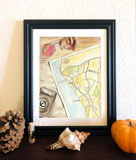 Travel, Map, Photography, Traveler Art Print 8x10