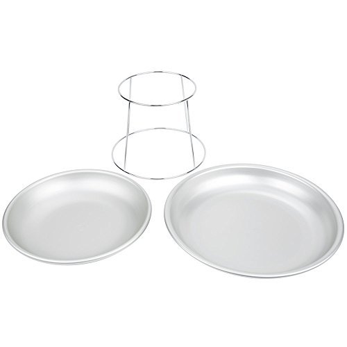 American Metalcraft 2 Tier Seafood Tower Set with Small Aluminum Trays and Stand