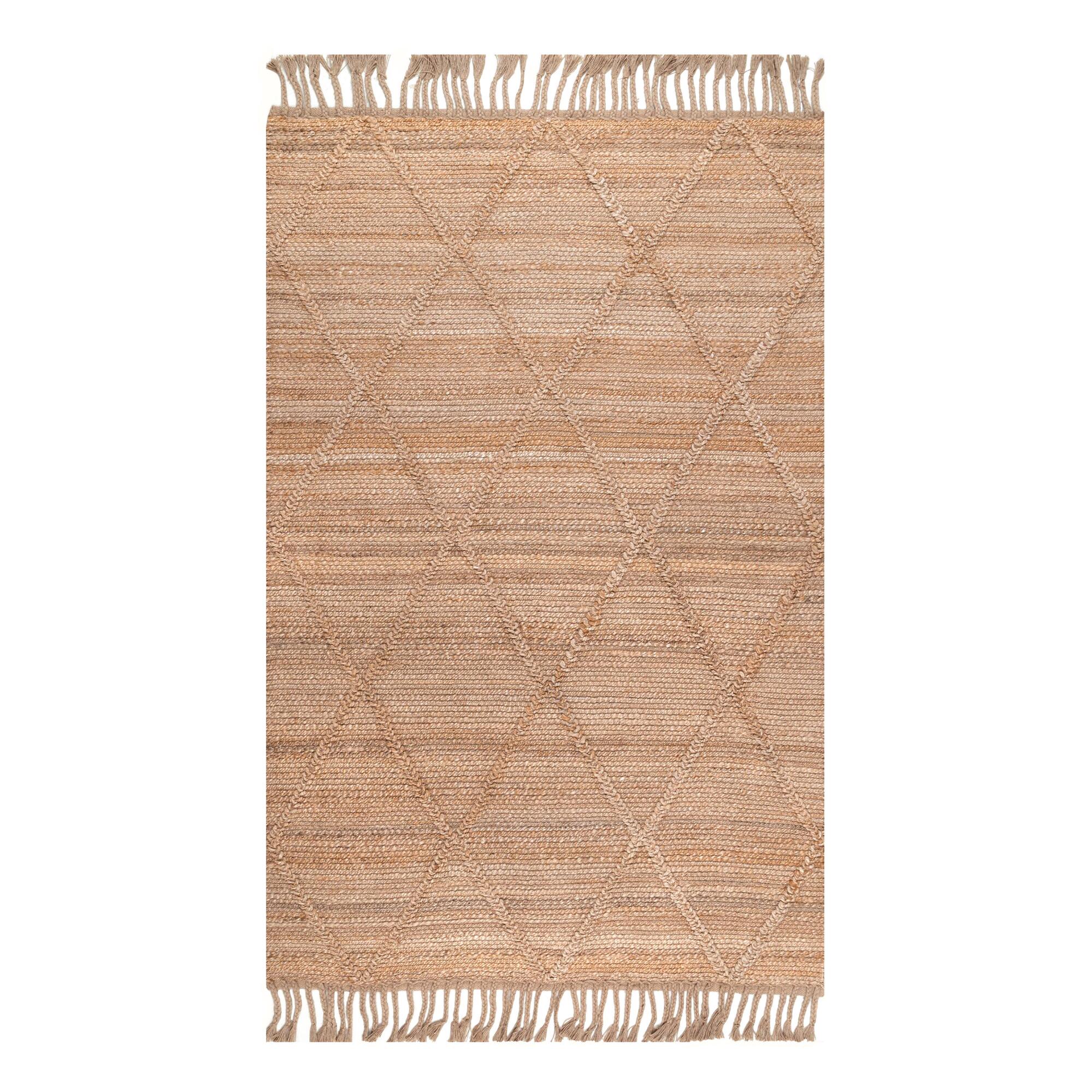 Natural Geometric Braided Jute Area Rug by World Market