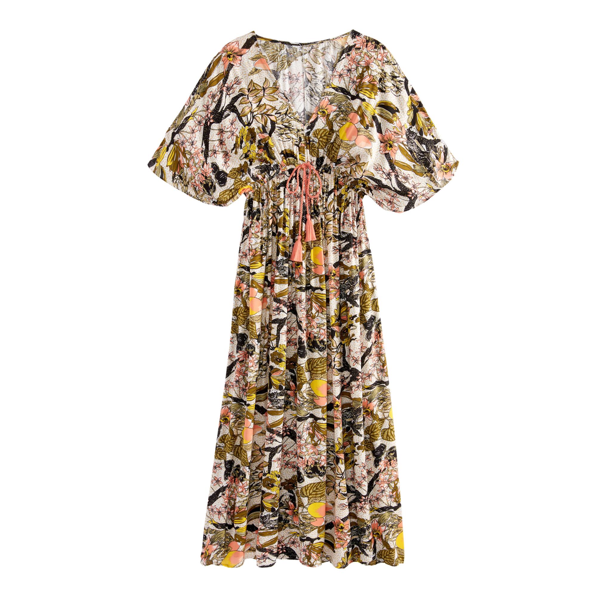 White, Blush And Black Botanical Mira Kaftan Dress: Multi - Large by World Market